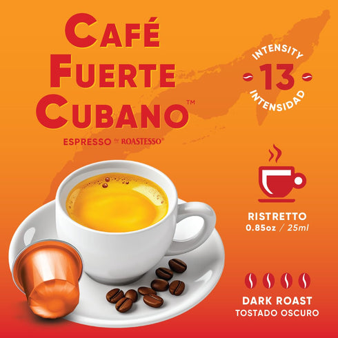Caf Fuerte Cubano 13, Packaged (80 Count) , Aluminum Espresso Capsules, Compatible with Nespresso Original Machines