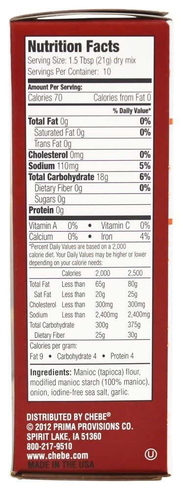 Chebe 7.5-Ounce (Pack 8) Bread Sticks Mix, Garlic & Onion, Gluten Free, Bags