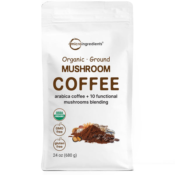 Micro Ingredients Organic 10 in 1 Ground Mushroom Coffee, 24 Ounce |