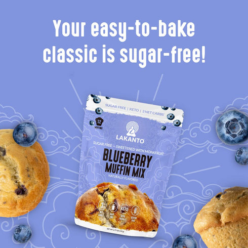 (6.77 oz) Lakanto Sugar Free Blueberry Muffin Mix - Naturally Flavored, Sweetened with Monk Fruit Sweetener, Keto Diet