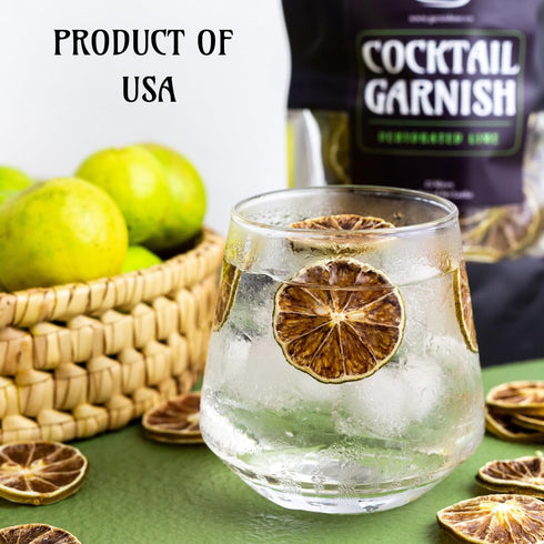 100 100% (3.5oz) Dehydrated Lime Slices made in the USA | Dried Cocktail Garnish | Dried Lime slices | Dehydrated Lime