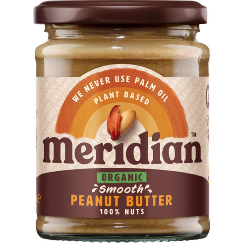 Meridian Organic Smooth Peanut Butter No Added Sugar (280g) - Pack of 2