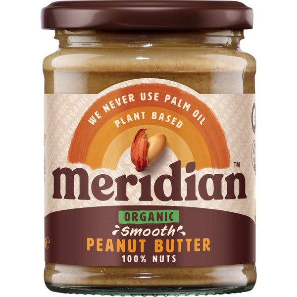 Meridian Organic Smooth Peanut Butter No Added Sugar (280g) - Pack of 2