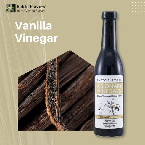 12.7 Oz Bakto Flavors Visionary Vinegars - Vanilla - Kosher Balsamic Vinegar with Natural Vanilla Flavor - Fl