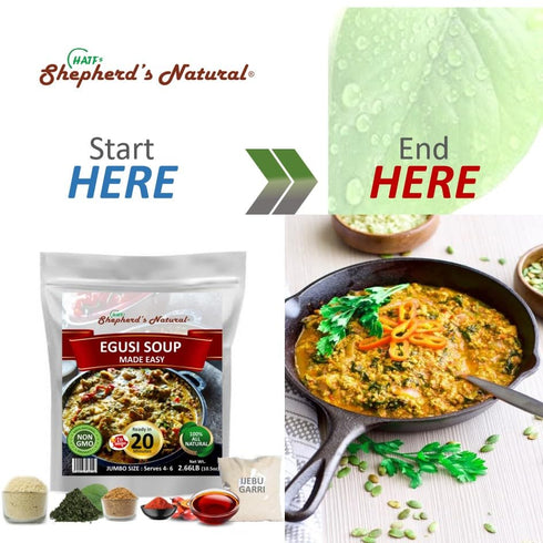 2.66LB 46 20 EGUSI SOUP MADE EASY (With Ijebu Garri), JUMBO SIZE - Get the rich, traditional taste of Nigeria