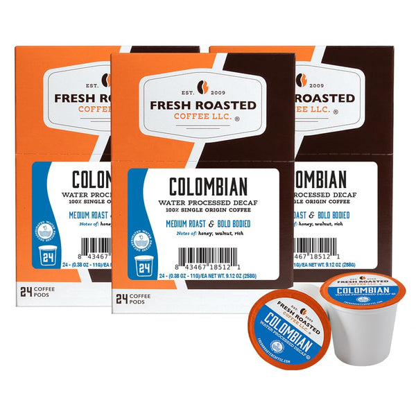 Fresh Roasted Coffee, 100% Colombian Water Processed Decaf, Kosher, K-Cup Compatible, 72
