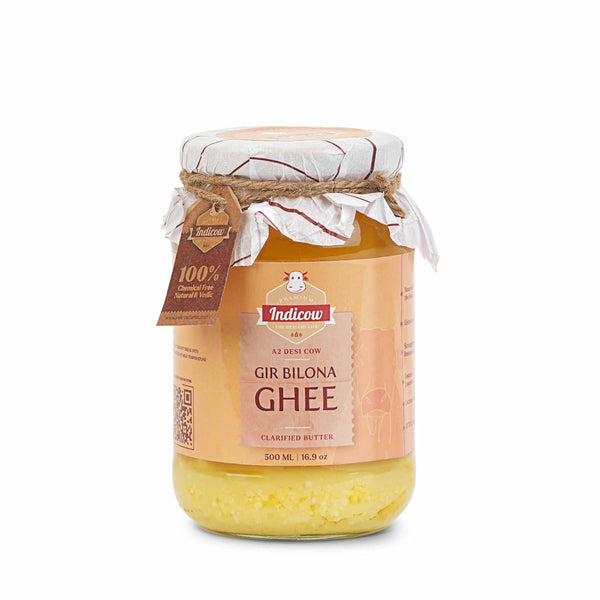 Indicow A2 Desi Cow Ghee, Clarified Butter | (500ml (16.91oz), Gir Cow Ghee)