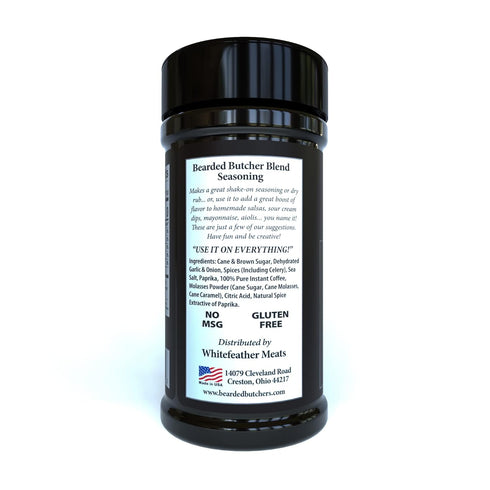 Bearded Butchers Black Blend Seasoning, 5.5 oz Shaker, Coffee & Molasses Flavor for Steaks, Gluten-Free
