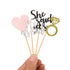 Donoter 48 Pcs He Asked She Said Yes Cupcake Toppers, Diamond Ring Heart Cake Picks for Wedding Party