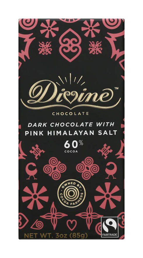 Divine Chocolate Chocolate Bar Dark Pink Himalian Salt, 3 Ounce