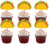 TzTwodcaz 12 Pcs Mexican Fiesta Dessert Cupcake Toppers Taco Cupcake Toppers for Mexican
