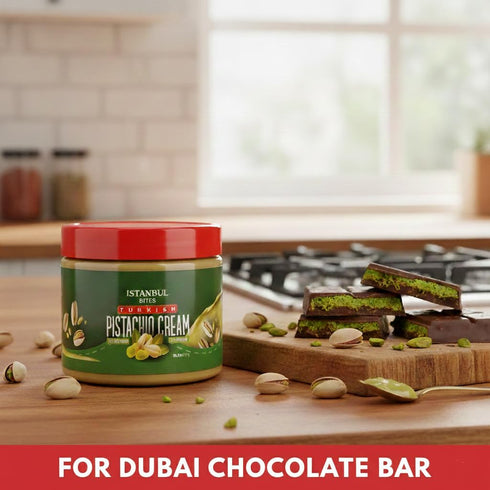 Istanbul Bites 8oz-225 25% Premium Pistachio Cream Spread | gr Jar | Perfect for Dubai Chocolate Bar | Vegan
