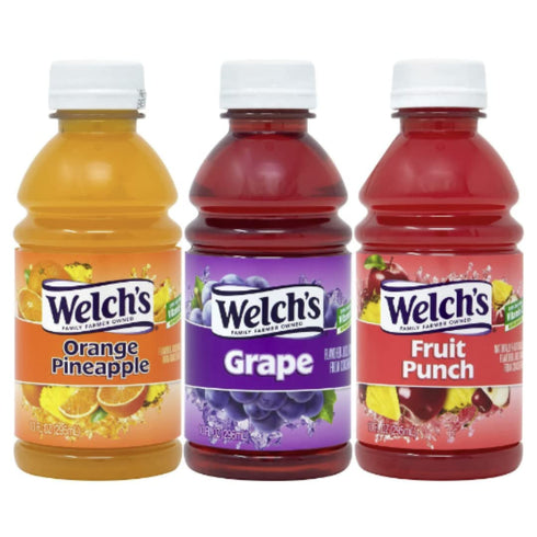 hephboard Pack 10 Oz 18 Pack Obanic Welch's Fruit Juice Variety - Grape, Fruit Punch, and Orange Pineapple - Fl Bottles