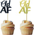 Morndew 24 PCS Black Gold Glitter Cupcake Toppers for Birthday Party Wedding Decorations