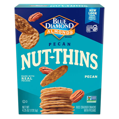 Blue Diamond Almonds, Pecan Thins Gluten Free Cracker Crisps perfect for Snacking,