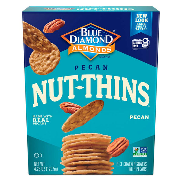 Blue Diamond Almonds, Pecan Thins Gluten Free Cracker Crisps perfect for Snacking,