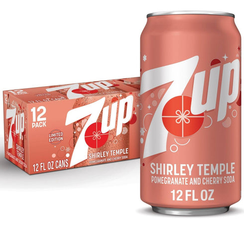 7UP Shirley Temple Pomegranate and Cherry Soda, Limited Edition, Caffeine-Free, 12 FL