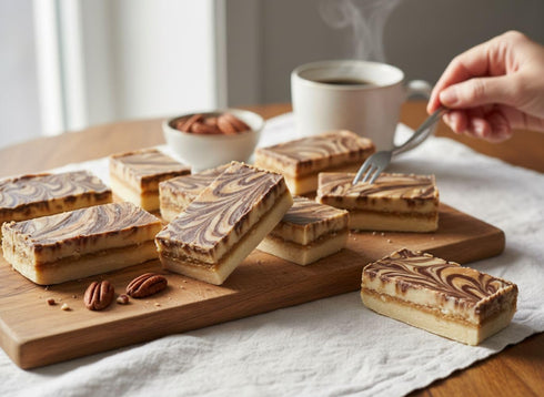 48 oz Farmhouse Fudge Tiger Butter Fudge, Rich & Creamy Vanilla Fudge layered with Peanut Butter and topped off