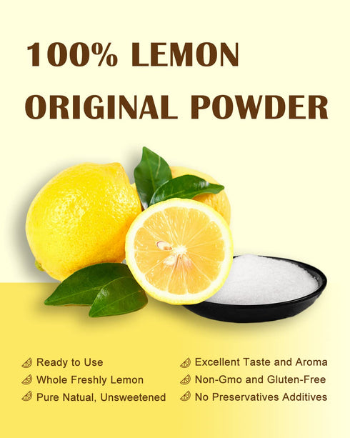 7.06 Oz ORGFUN Original Lemon Powder, Freeze Dried Lemon Juice Powder, Great for Beverages, Smoothies, Baking