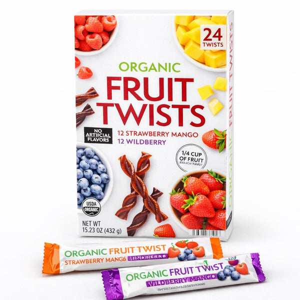Generic Organic Fruit Twists Snacks, Strawberry Mango and Wildberry Variety Pack, 24 Count,