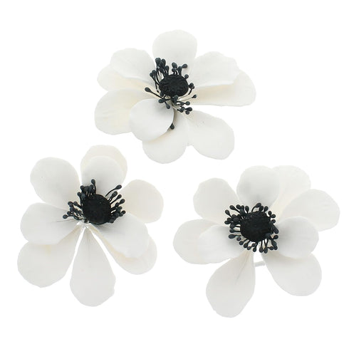 Global Sugar Art Poppy Anemone Sugar Cake Flowers White with Black Center,