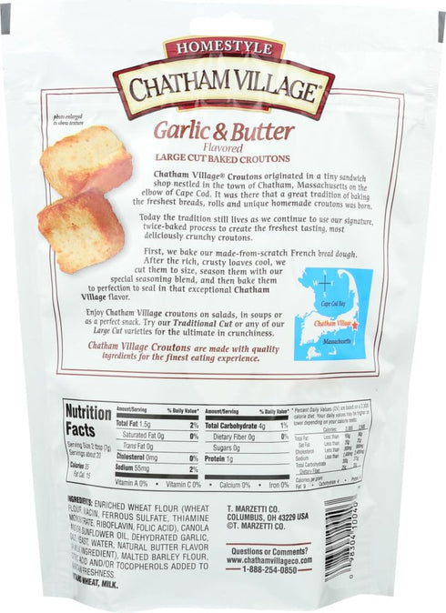 Chatham Village 5 oz. 6) Large Cut Garlic & Butter Croutons (qty.