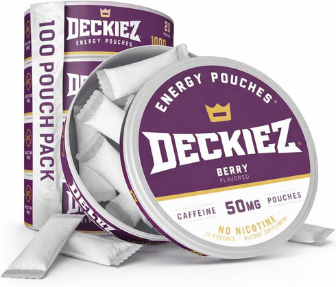 Deckiez Energy Pouches, 5 Cans (100 Pouches), Sugar Free Caffeine Supplement, Coffee