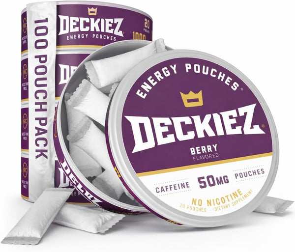 Deckiez Energy Pouches, 5 Cans (100 Pouches), Sugar Free Caffeine Supplement, Coffee