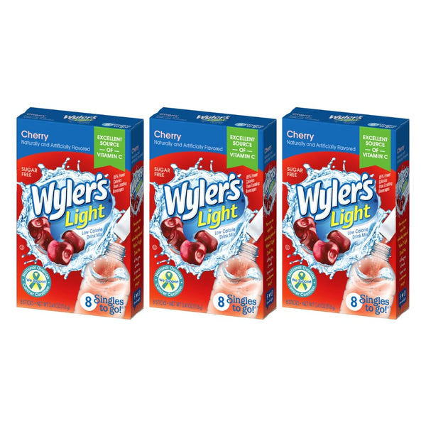 Wyler's Light Singles To Go Powder Packets, Water Drink Mix, Cherry, 8
