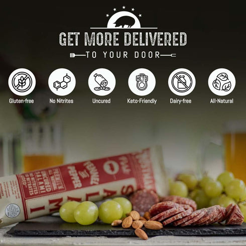 8 Oz Foustman's Salami Fennel and Pepper Pork Artisanal, Nitrate-Free, Naturally Cured, Gluten-Free, Dairy-Free, Sticks