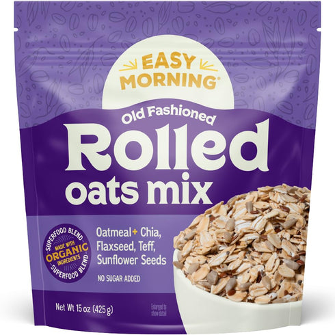 Easy Morning Rolled Oatmeal Mix, Organic Ingredients, Naturally Gluten-Free, No Sugar Added,