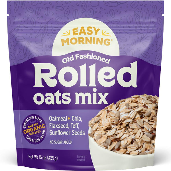 Easy Morning Rolled Oatmeal Mix, Organic Ingredients, Naturally Gluten-Free, No Sugar Added,