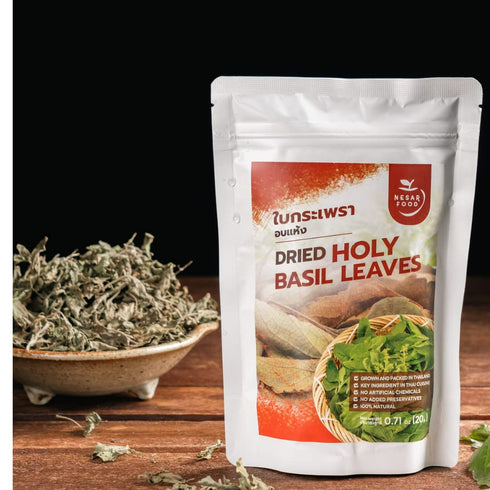NESAR FOOD 20 (0.71 oz Pack 1) Premium Thai Holy Basil Leaves, Dried, Essential Thai Herbs and Spices ingredient