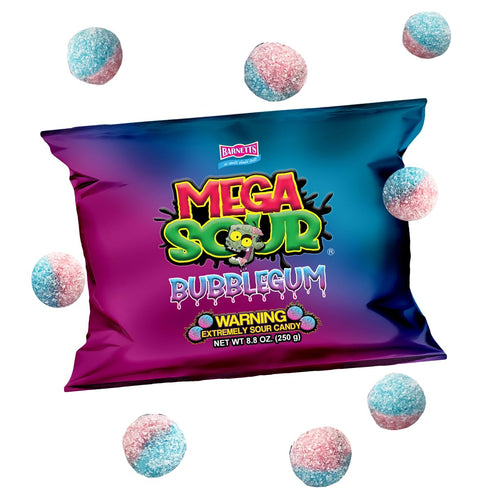 250g Barnetts Sweets Mega Sour Candy Bubblegum
