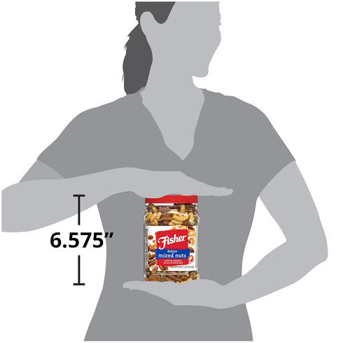 24 100% Fisher Snack Deluxe Mixed Nuts, Ounces, Cashews, Almonds, Pecans, Brazil Nuts, Recyclable, Healthy Snacks