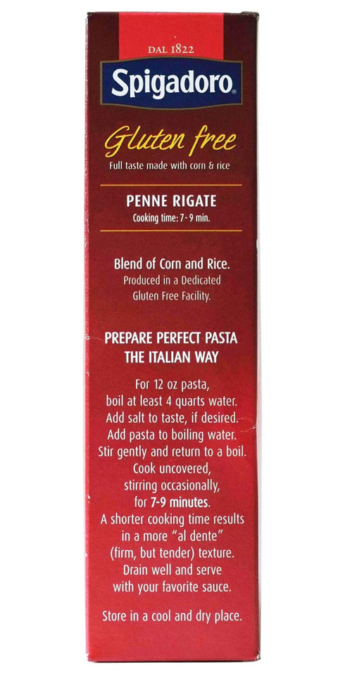 Spigadoro 340 12 Pack 4 Penne Rigate Gluten-Free Italian Pasta | Gram| Ounce |