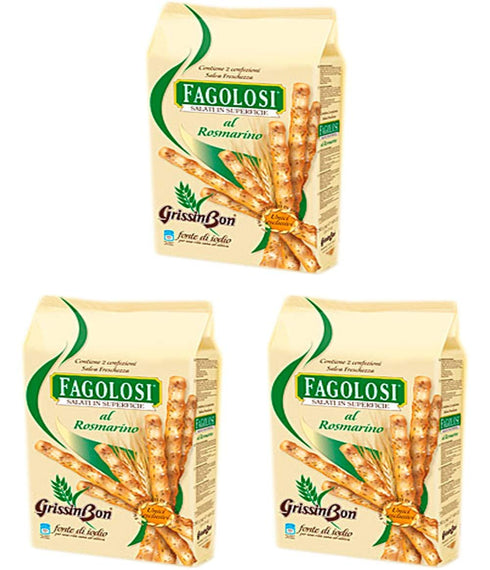 GrissinBon Grissin Bon: "Fagolosi" Salted Italian Breadsticks, Rosemary Taste - 8.45oz(250g) Packages (Pack
