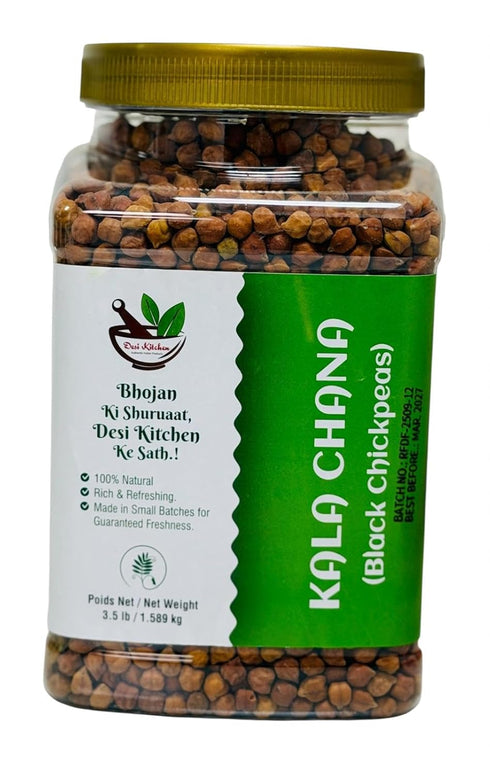 DESI KITCHEN AUTHENTIC INDIAN PRODUCTS Desi Kitchen Kala Chana 3.5lb (1.589 kg) Black Chickpeas | Premium Quality
