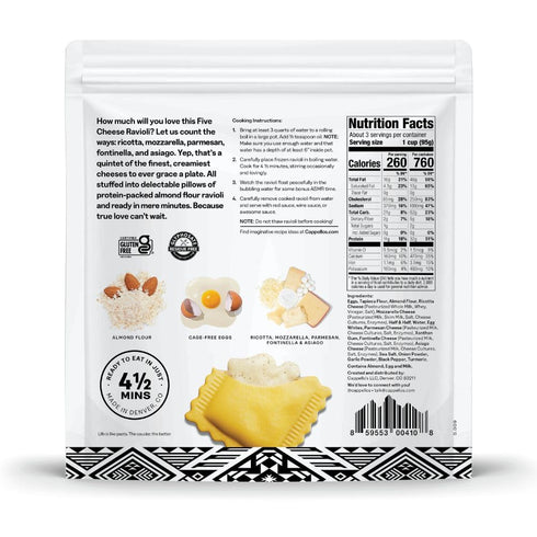 Frozen 9.9oz Cappello's Gluten Free Five Cheese Ravioli