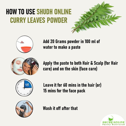 (3.5 oz) Shudh Online Curry Leaves Powder Fresh Natural Grown Indian Dried Curry Leaf Powder | Hojas de Curry Frescas