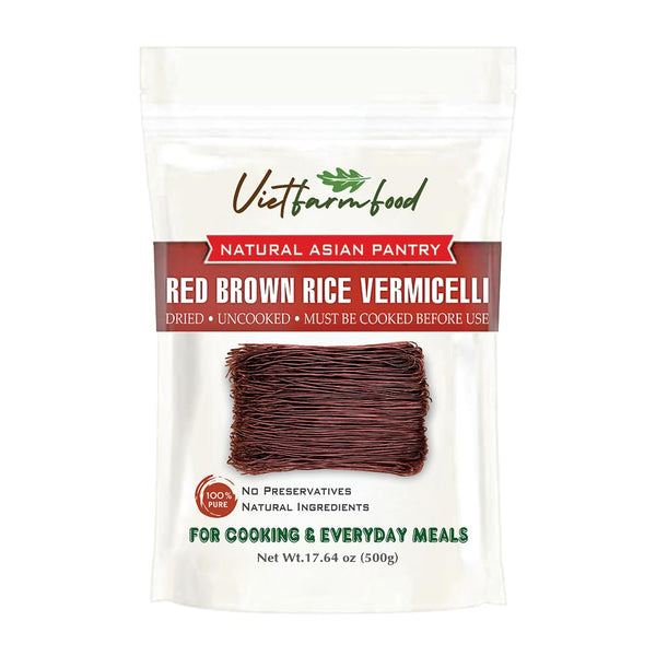 RED BROWN RICE VERMICELLI 17.64 Oz (500g) VIETFARMFOOD - Traditional Dried Vietnamese