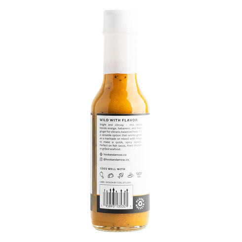 5 oz 5 oz Habanero, Orange and Ginger Hot Sauce by Hook & Arrow Award Winning, Low Sodium, Gluten-Free, Paleo, Vegan