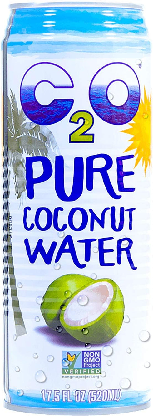 C2O 17.5 OZ (Pack 12) Pure Coconut Water | Plant Based | Non-GMO | No Added Sugar | Essential Electrolytes | FL
