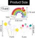 Palksky Colorful Rainbow Cake Topper/Wedding Cake Flags/Cupcake Picks Set - Includes Cloud Balloon Moon Stars