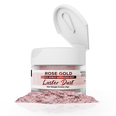 Luster Dust - Rose Gold (4g 1x Jar) | Edible Vegan Dust & Paint for Cake Decorating, Desserts, Cocktails