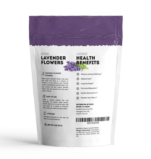 Kate Naturals Dried Lavender Flowers for Tea, Syrup, Lemonade, Soap Making - Edible Culinary Grade Buds (4oz, Organic,