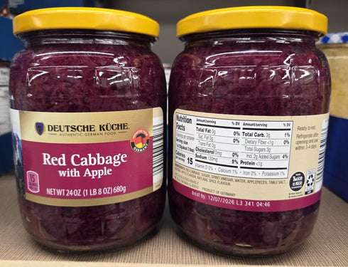 Generic 24oz 680g Deutsche Kuche Authentic German Food Red Cabbage with Apple (Two Jars)