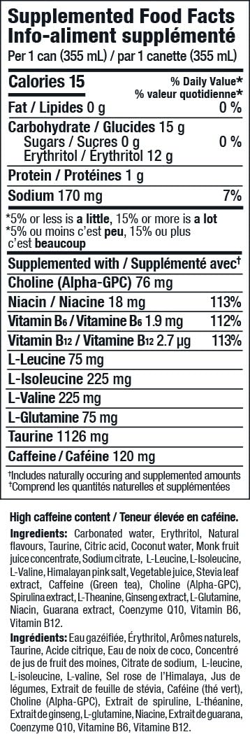 Pack 12, 355mL 15 Exponent Sector-C Fusion Energy Drink | of Cans | Light & Crisp Citrus Blend | Zero Sugar & Sucralose