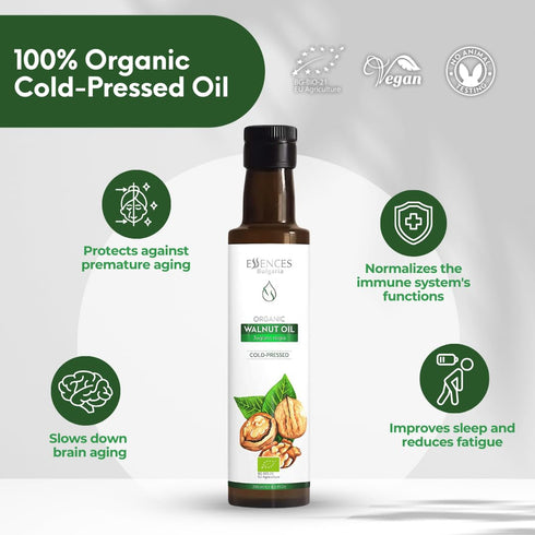 8.5 Oz 250ml 100% Essences Bulgaria Organic Walnut Oil Fl | | Natural Cold-Pressed Oil | Extra Premium Quality |