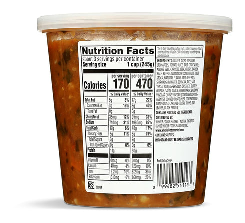 WHOLE FOODS MARKET KITCHENS 24 OZ Beef Barley Soup